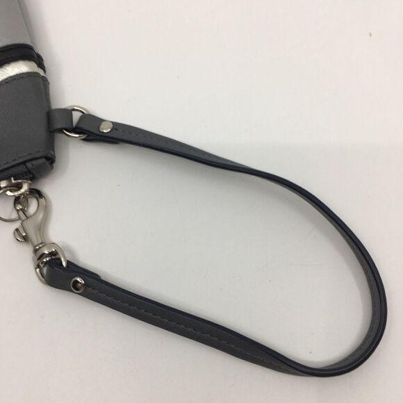 Coach Ashley Metallic Pewter Silver & Gray Large Pleated Leather Wristlet - Picture 7 of 16